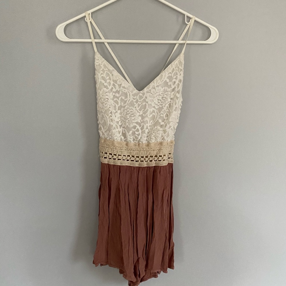 white and pink flowy romper